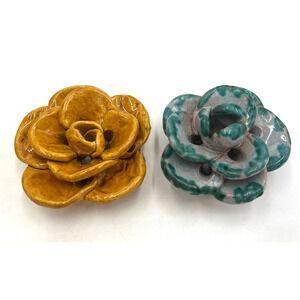 Unique Glazed Ceramic Flower Shaped Frog / Organizer / Display Decor